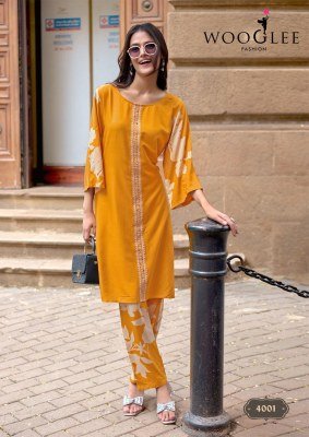 Wooglee Yanaa Heavy Rayon Kurti Pant Set with Thread & Handwork kurtis catalogs