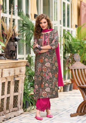 Wooglee by Khwaab modal printed cotton embroidered kurti pant and dupatta catalogue at low rate readymade suit catalogs