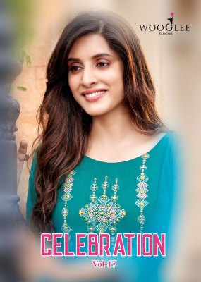 Wooglee by celebration vol 17 embroidered work heavy rayon kurti catalog at wholesale price Amavi