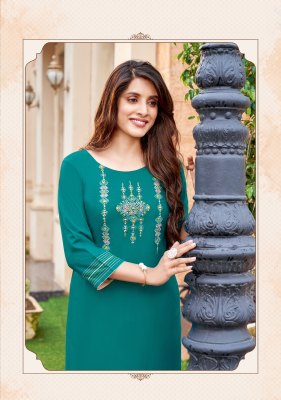 Wooglee by celebration vol 17 embroidered work heavy rayon kurti catalog at wholesale price kurtis catalogs
