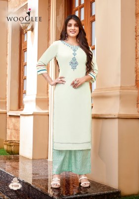 Wooglee by celebration vol 17 embroidered work heavy rayon kurti catalog at wholesale price kurtis catalogs