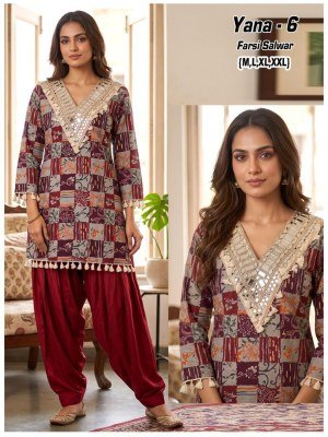 YANA 2-Piece Modal Top with Roman Farsi Salwar Set Size wise Combo Set