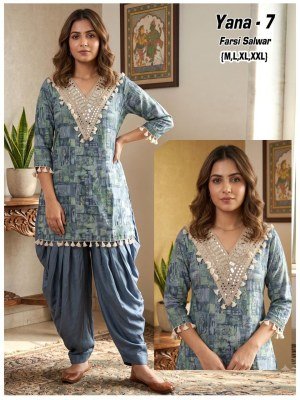 YANA 2-Piece Modal Top with Roman Farsi Salwar Set Size wise Combo Set