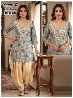 YANA 2-Piece Modal Top with Roman Farsi Salwar Set Size wise Combo Set