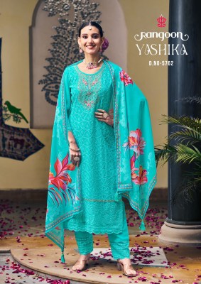 Yashika by Rangoon Georgette embroidered Kurti pant and dupatta collection with wholesale price readymade suit catalogs