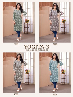 Yogita 3 presenting reyon procin printed kurti catalogue at low rate kurtis catalogs