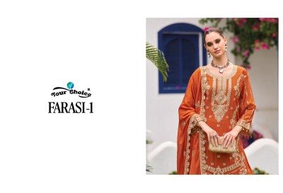 Your Choice Farasi 1 Heavy Chinon Readymade Suit Top  Bottom And Dupatta with Dull Santoon Inner Wholesale kurtis catalogs