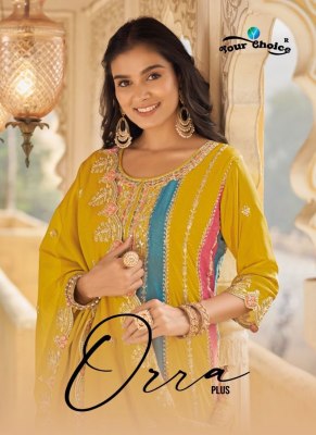 Your choice by Orra pluse heavy designer most demanded sharara suit catalogue at wholesale price Amavi