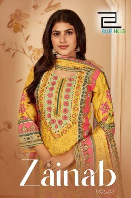 Zainab vol 3 by Blue hills Designer handwork top bottom with dupatta catalogue at affordable rate readymade suit catalogs