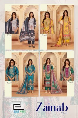 Zainab vol 3 by Blue hills Designer handwork top bottom with dupatta catalogue at affordable rate readymade suit catalogs