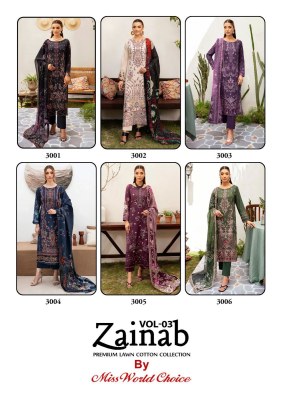 Zainab vol 3 by Missworld Choice Exclusive Karachi printed dress material catalogue at low rate dress material catalogs