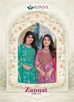 Zannat Vol 11 Umbrella Cut Kurti Pant Set with Nazmeen Dupatta (M–3XL) readymade suit catalogs