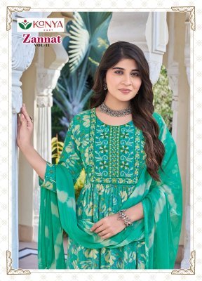 Zannat Vol 11 Umbrella Cut Kurti Pant Set with Nazmeen Dupatta (M–3XL) readymade suit catalogs