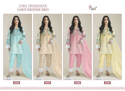 Zara Shahjahan 25 by Shree fab Pure cotton embroidered  printed short kurti with pant and dupatta in amavi expo salwar kameez catalogs