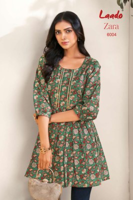 Zara vol 6 by Laado Fancy Flair pure cotton printed short top catalogue at low price western wear catalogs