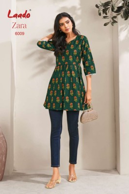 Zara vol 6 by Laado Fancy Flair pure cotton printed short top catalogue at low price western wear catalogs