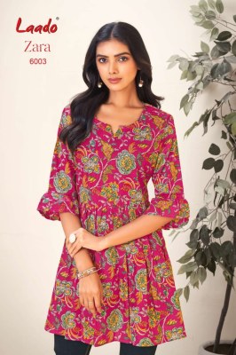 Zara vol 6 by Laado Fancy Flair pure cotton printed short top catalogue at low price western wear catalogs