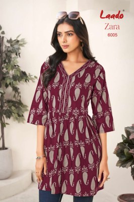 Zara vol 6 by Laado Fancy Flair pure cotton printed short top catalogue at low price western wear catalogs