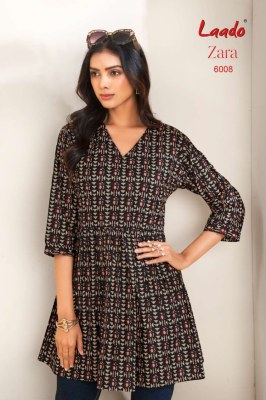 Zara vol 6 by Laado Fancy Flair pure cotton printed short top catalogue at low price western wear catalogs