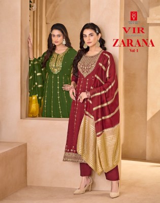 Zarana vol 1 by Vir Embroidred anarkali style kurti pant with dupatta catalogue at amaviexpo Amavi
