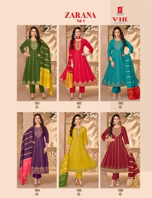 Zarana vol 1 by Vir Embroidred anarkali style kurti pant with dupatta catalogue at amaviexpo readymade suit catalogs