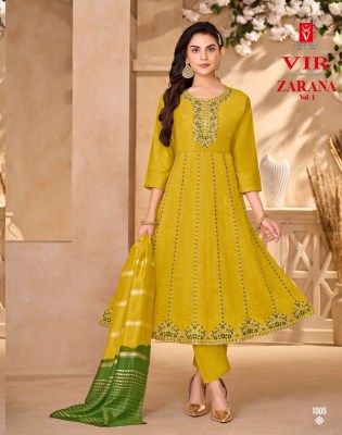 Zarana vol 1 by Vir Embroidred anarkali style kurti pant with dupatta catalogue at amaviexpo readymade suit catalogs