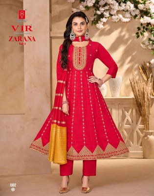 Zarana vol 1 by Vir Embroidred anarkali style kurti pant with dupatta catalogue at amaviexpo readymade suit catalogs