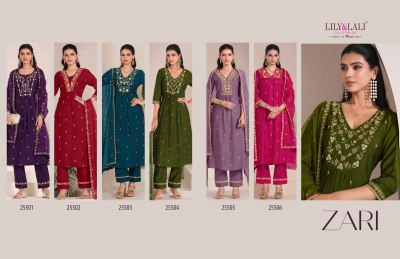 Zari by Lily and Lali Handwork Embroidered kurti pant with dupatta catalogue at affordable rate readymade suit catalogs