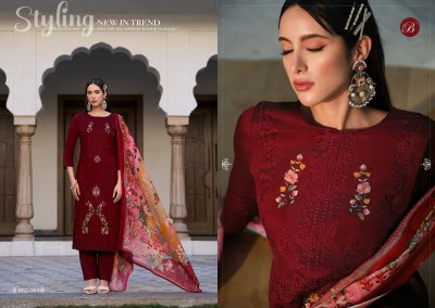 Zarqash vol 6 by Belliza Pure Heavy jam embroidered kurti pant with dupatta collection in low rate kurti pant with dupatta Catalogs