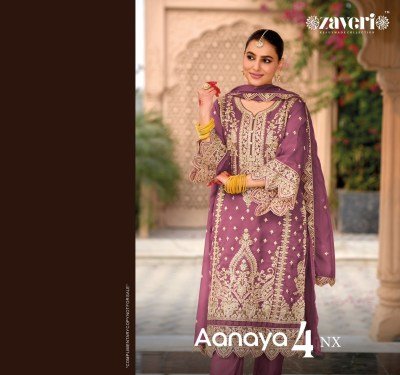 Zaveri Anaya 4 Designer Ensemble Embroidered Organza Top  Heavy Silk Bottom And Embroidered Organza Dupatta Wholesale kurtis catalogs