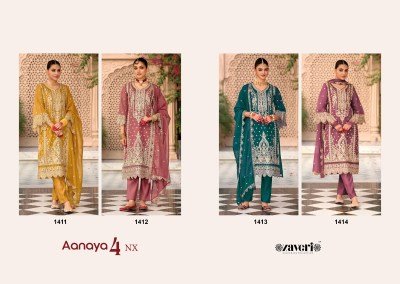 Zaveri Anaya 4 Designer Ensemble Embroidered Organza Top  Heavy Silk Bottom And Embroidered Organza Dupatta Wholesale kurtis catalogs