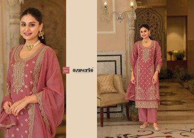 Zaveri Anaya-6 Soft Organza Embroidery Kurti with Heavy Silk Bottom & Dupatta readymade suit catalogs