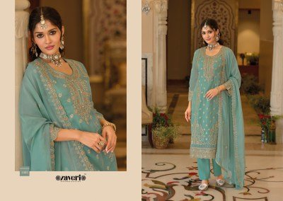 Zaveri Anaya-6 Soft Organza Embroidery Kurti with Heavy Silk Bottom & Dupatta readymade suit catalogs