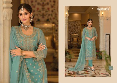 Zaveri Anaya-6 Soft Organza Embroidery Kurti with Heavy Silk Bottom & Dupatta readymade suit catalogs