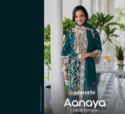 Zaveri Anaya Color Edition Soft Organza Embroidery Work Top with Heavy Silk Bottom and Embroidered Soft Organza Dupatta Wholesale kurtis catalogs