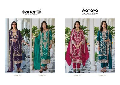 Zaveri Anaya Color Edition Soft Organza Embroidery Work Top with Heavy Silk Bottom and Embroidered Soft Organza Dupatta Wholesale kurtis catalogs