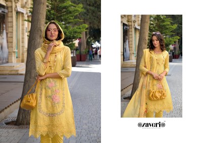 Zaveri Rubina Cotton Embroidery Work Readymade Suits wholesale Price   readymade suit catalogs
