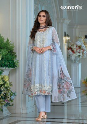 Zaveri Suhana Soft Organza Embroidery Suit Set with  Heavy Silk Bottom And Digital Print Dupatta Wholesale  kurtis catalogs