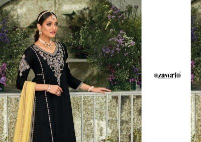Zaveri by Black white 3 heavy silk with embroidered  readymade Pakistani suit catalogue at wholesale price readymade suit catalogs