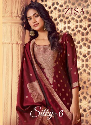 Zisha Zisa Silky Vol-6 Bamberg Silk Jacquard Dress Material wholesale catalogs