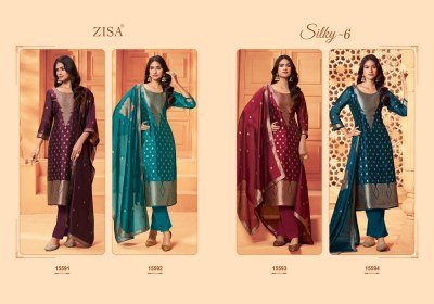 Zisha Zisa Silky Vol-6 Bamberg Silk Jacquard Dress Material dress material catalogs