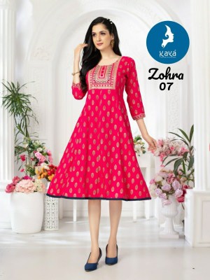 Zohra by Kaya reyon Printed foil printed Fancy Kurti Catalogue at affordable rate kurtis catalogs