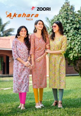 Zoori by Akshara vol 24 reyon printed straight kurti catalogue at affordable rate  Amavi