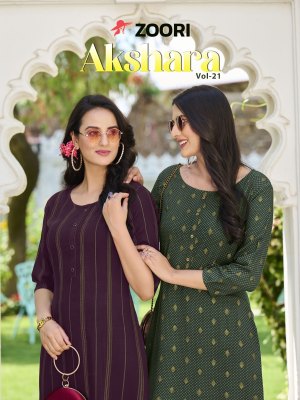 Zoori present Akshara vol 21 reyon printed kurti catalogue at wholesale price Amavi
