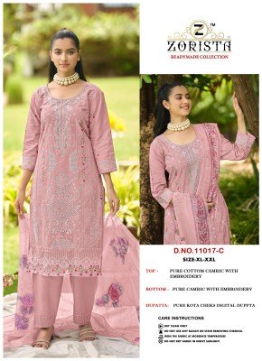 Zorista D.No. 11017 A–D Pure Cambric Cotton Kurti Pant with Dupatta kurti pant with dupatta Catalogs