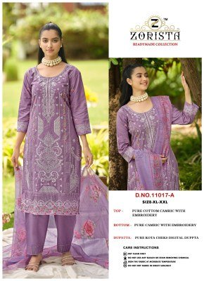 Zorista D.No. 11017 A–D Pure Cambric Cotton Kurti Pant with Dupatta kurti pant with dupatta Catalogs