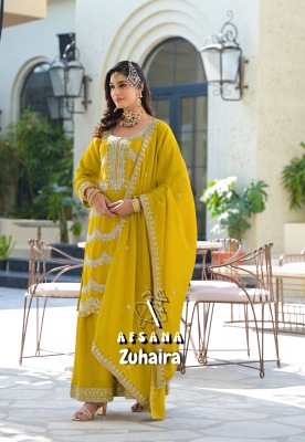 Zuhaira by Afsana Chinon Mirro work fancy sharara suit catalogue at low price fancy sharara suit Catalogs