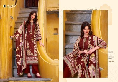Zulfat Kalamkaari Pure Woollen Pashmina Collection Heavy Embroidery Winter Suits Wholesale dress material catalogs