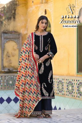 Zunaira Afsana 4040 Velvet Collection Kurti with Multi Embroidery Pashmina Digital Print Wholesale kurtis catalogs