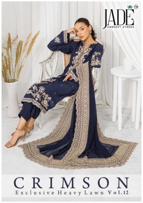 Jade Crimson Vol 12 Readymade Karachi Suit Cotton Pure Heavy Lawn Catalogue Wholesale Rate  readymade suit catalogs